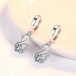 Blue, White & Pink Fire Opal Swan EarringsEarringsWhite