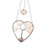 Natural Gemstone Tree of Life Feng Shui Heart Hanging OrnamentHome DecorRose Quartz