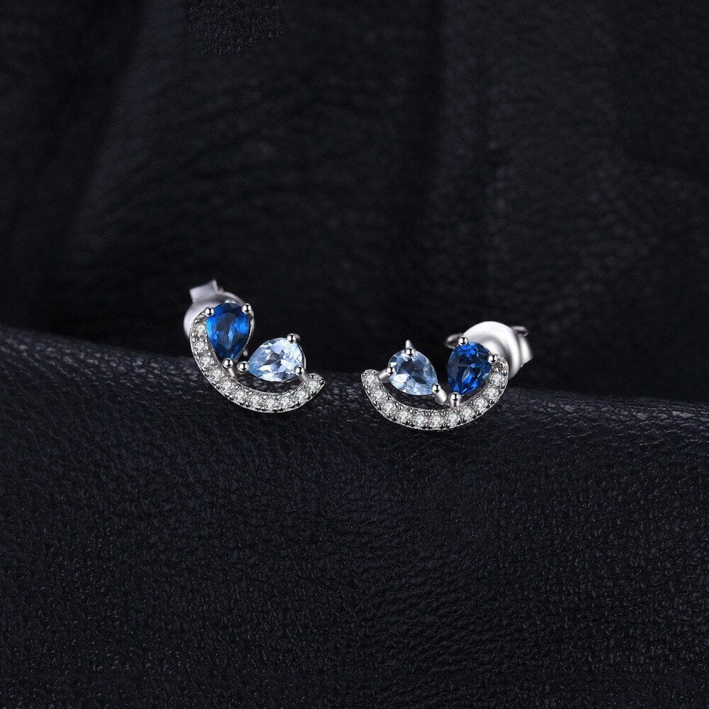 Ear Pear Natural Sky London Blue Topaz Stud Earrings - 925 Sterling SilverEarrings