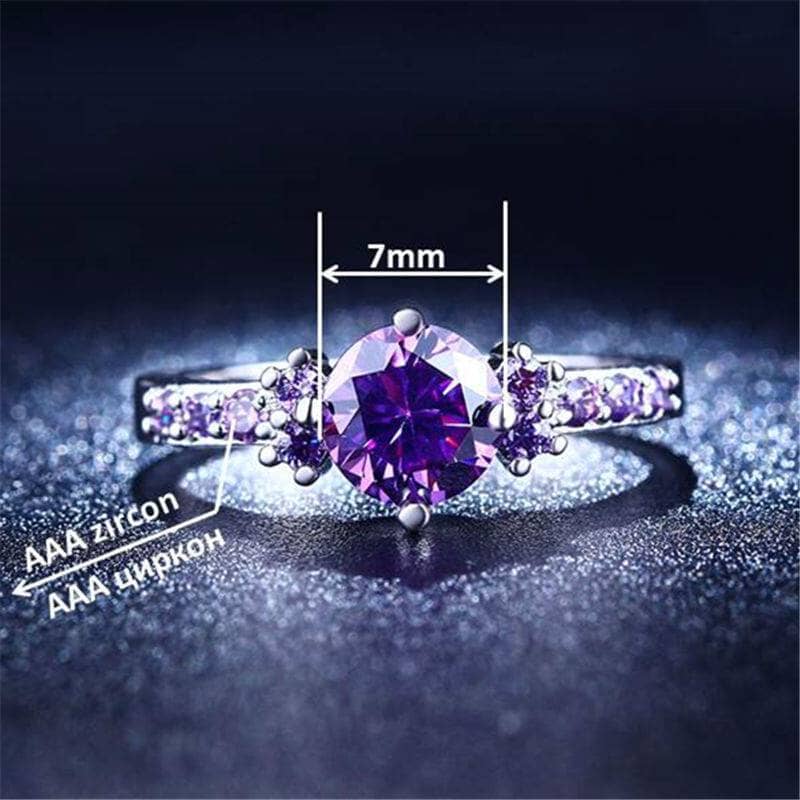 Amethyst Silver Plated Ring DiamondRing