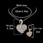 18K Gold Filled Shine Austrian Crystal Heart Necklace & Earrings SetJewelry Set