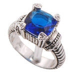 Four Hearts on Sapphire Blue CZ Ring - 925 Sterling SilverRing