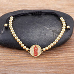 5 Colors Virgin Mary WWJD Handmade Pearl Adjustable BraceletBraceletRed