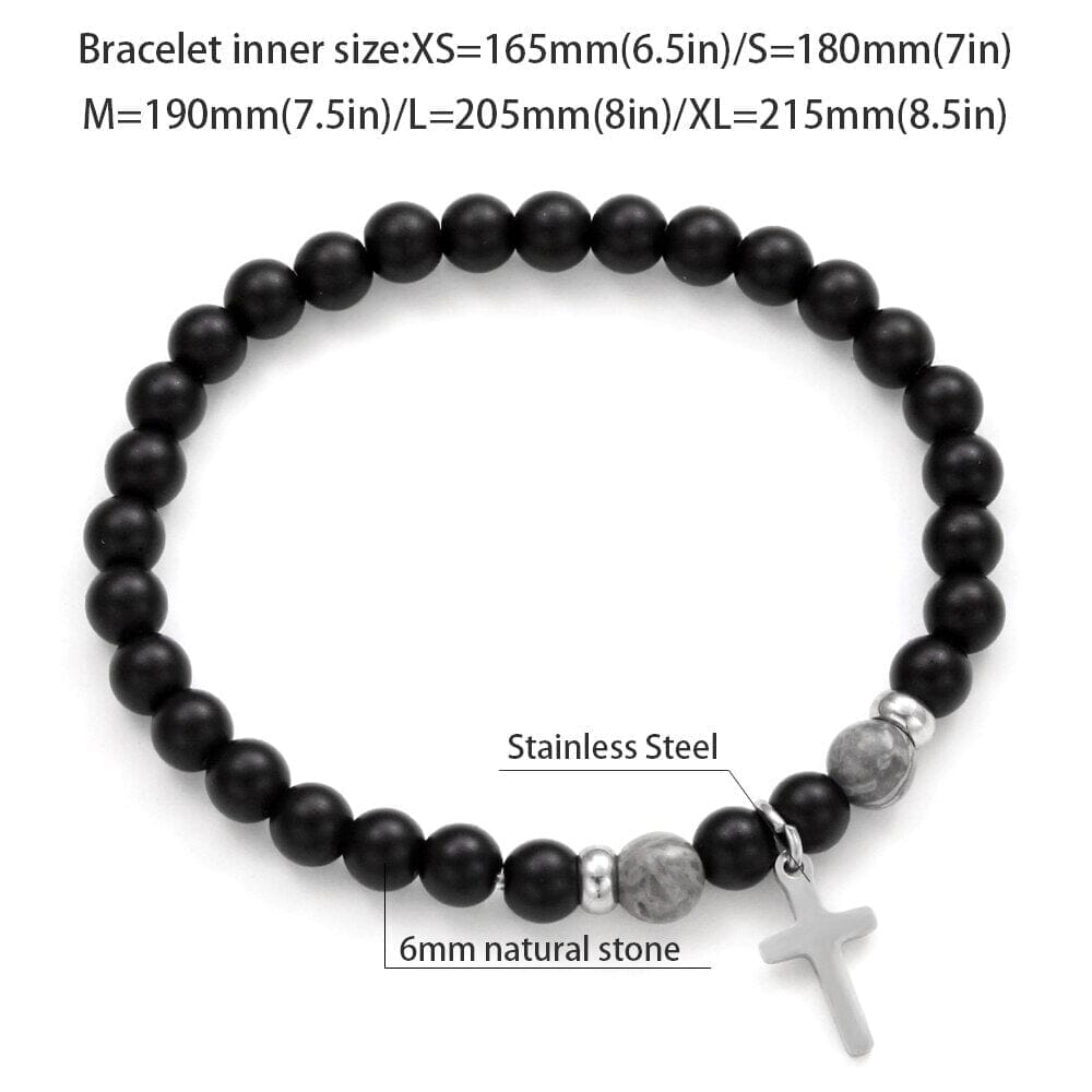 WWJD Natural Stone Cross BraceletBraceletAXS 165mm(6.5in)