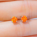 Orange Fire Opal Round Shape Stud EarringsEarrings