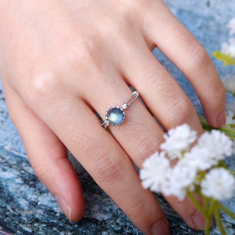 Natural Labradorite Stunning Adjustable Ring - 925 Sterling SilverRing