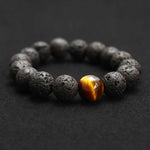 Black Volcanic Lava Stone Bracelet - For MenBracelet
