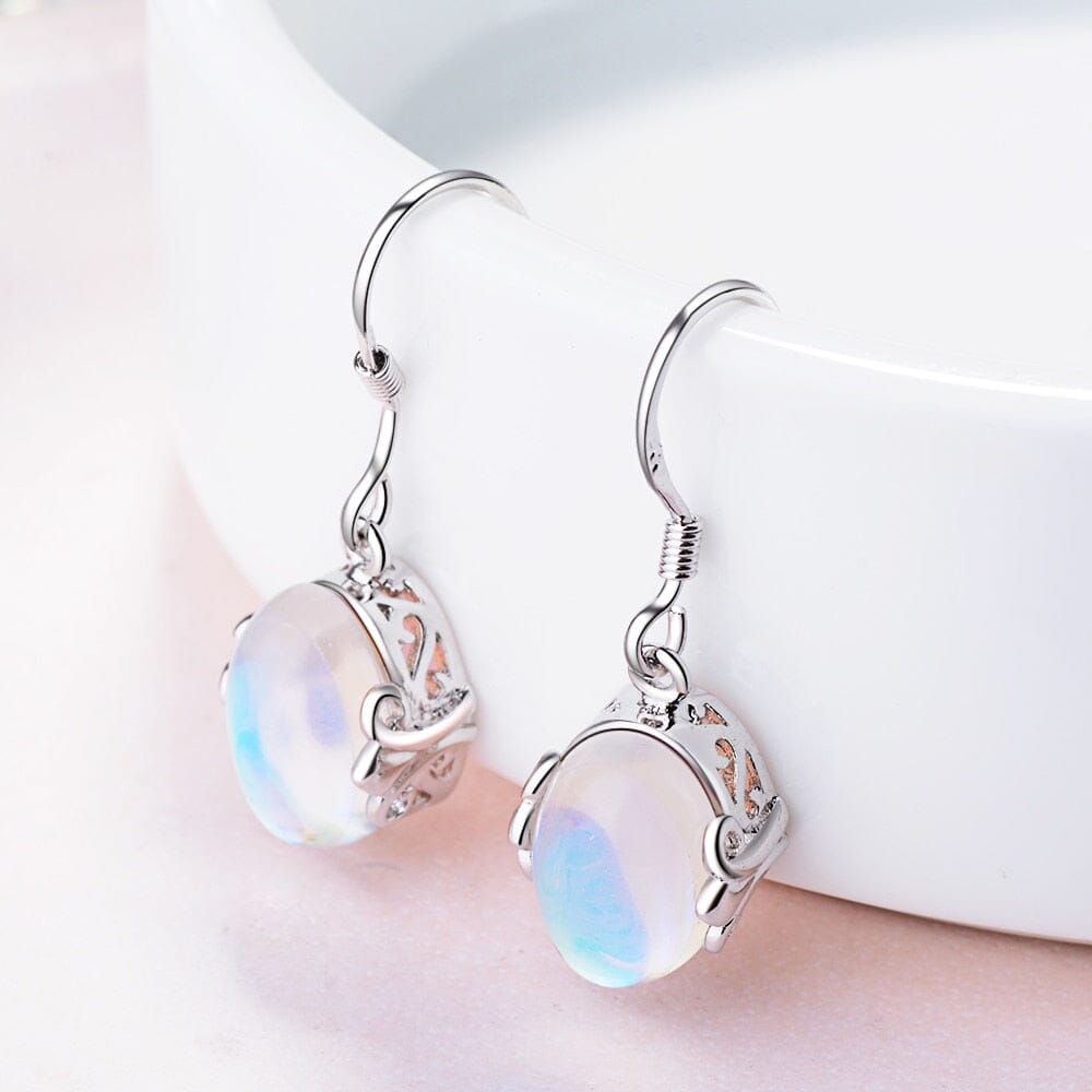 Colorful Moonstone Dangle Earrings - 925 Sterling SilverEarrings