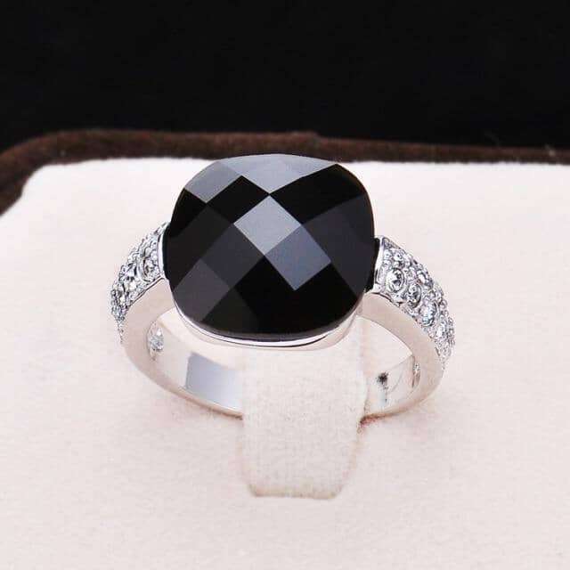 Black Onyx Rose Gold & Platinum Plated RingRing8Silver