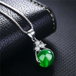 Natural Green Jade Chalcedony Necklace - 925 Sterling SilverNecklaces
