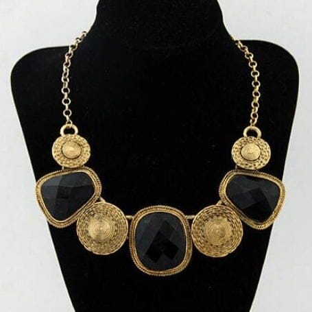 Wild Geometric Squares Resin Exaggeration Chain Bib Statement NecklaceNecklace