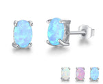 Blue, White & Pink Fire Opal Stone Stud EarringsEarrings