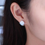 Minimalist White Fire Opal Stud EarringsEarrings