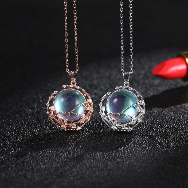 Temperament Clavicle Elegant Moonstone Pendant Necklace - 925 Sterling SilverNecklace