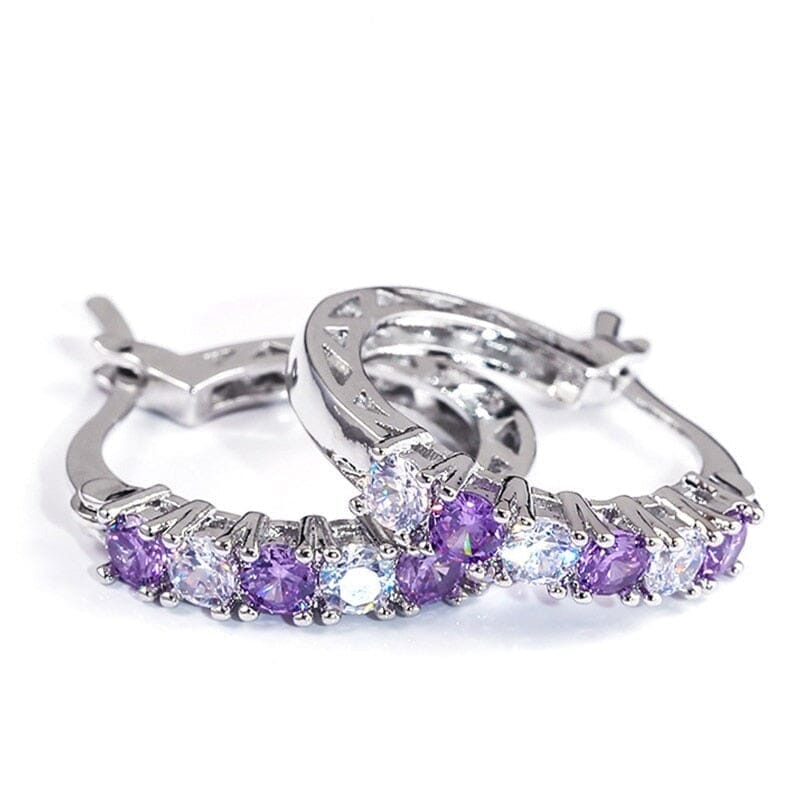 Silver Love Sapphire Emerald Amethyst Ruby EarringsEarrings