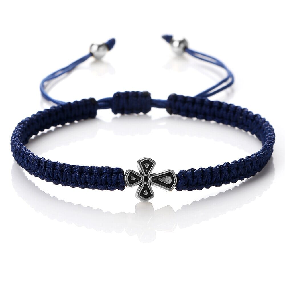 WWJD Cross Adjustable Handmade Knots BraceletBraceletnavy blue rope