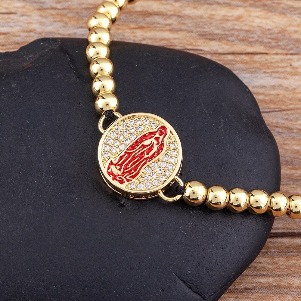 5 Colors Virgin Mary WWJD Handmade Pearl Adjustable BraceletBracelet