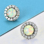 Green Fire Opal Cubic Zirconia Silver EarringsEarrings
