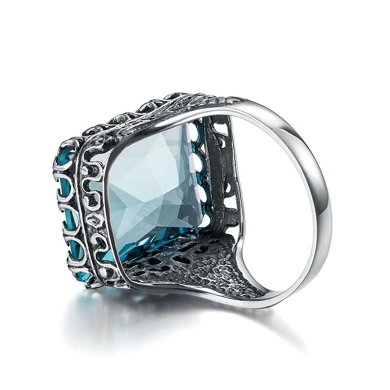 Unique Vintage Aquamarine Ring - 925 Sterling SilverRing