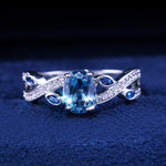 New Luxury Big Blue Sapphire Ring - 925 Sterling SilverRing
