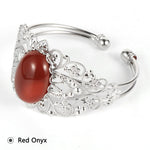 Coffee Onyx Labradorite Oval Gemstone Open BangleBraceletRed Onyx