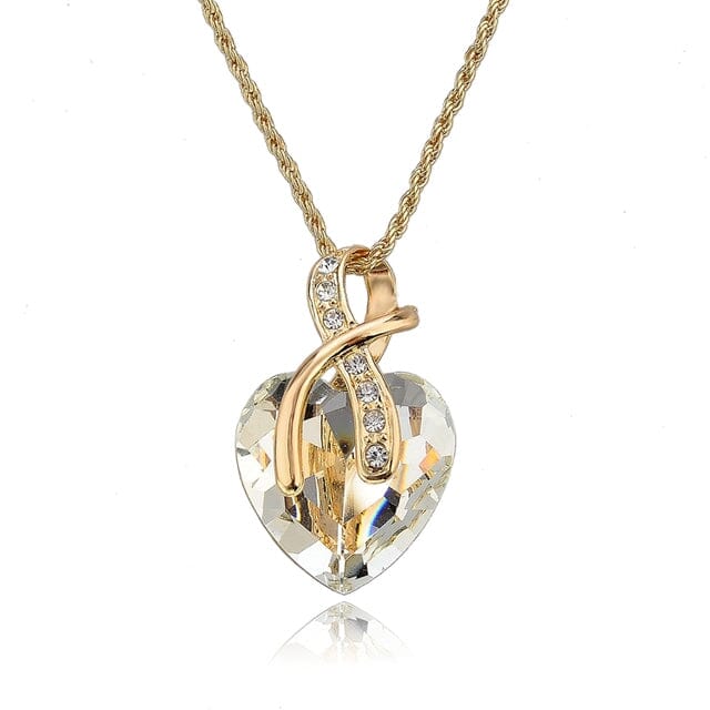 Austrian Crystal Heart PendantsNecklacegold white