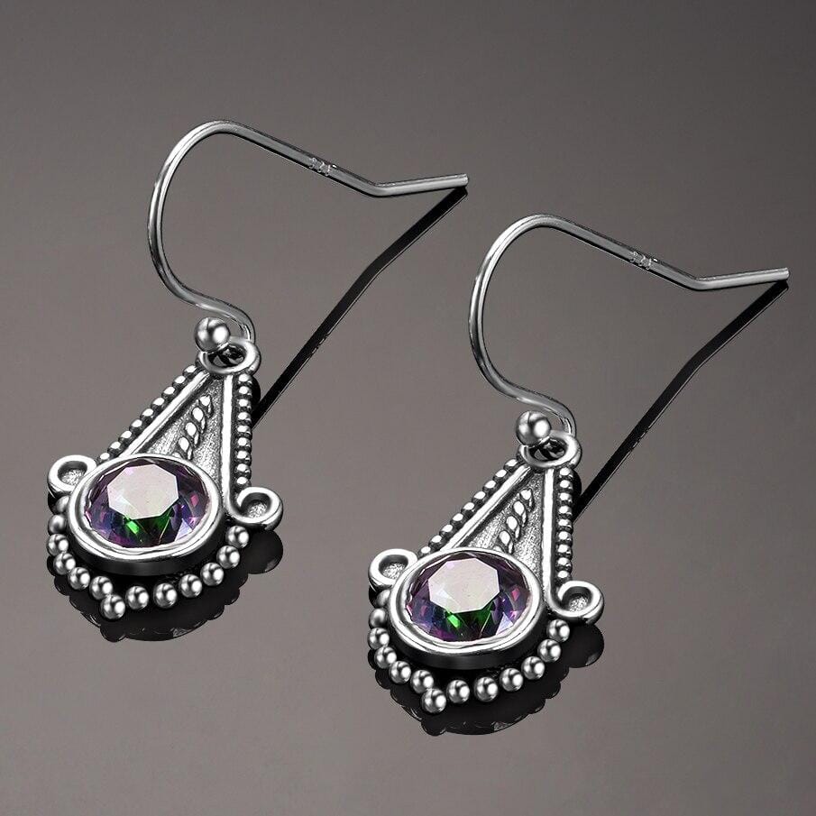 Adorable Rainbow Mystic Topaz Drop Earrings - 925 Sterling SilverEarrings
