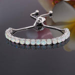 Fire Opal Silver Plated Tennis Bracelet for Women - ResizeableBracelet