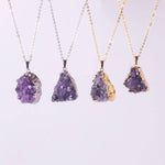 Natural Amethysts Quartz Geode NecklaceNecklace