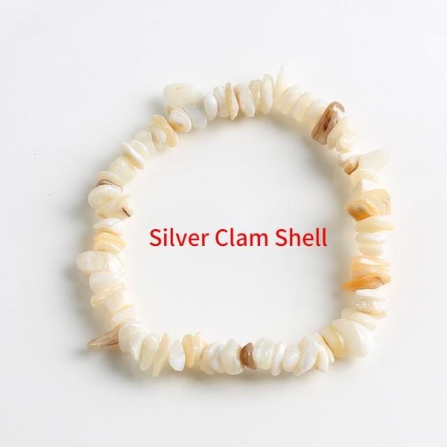 Natural Crystals Bead BraceletsBraceletSilver Clam Shell
