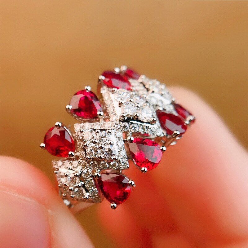 Trendy Lady Red Crystal Ruby Resizeable RingRing