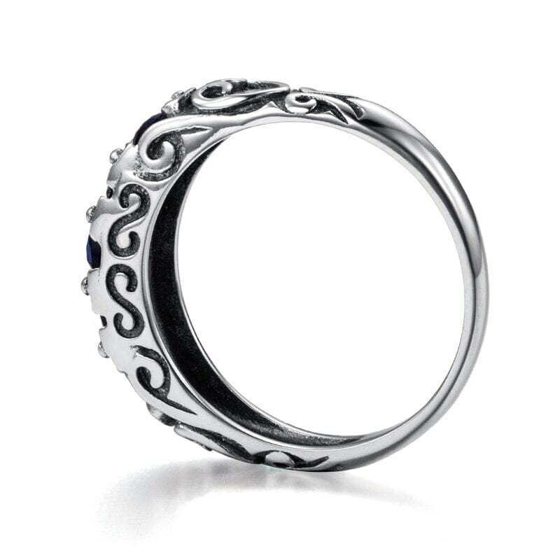 Amazing Ethnic Created Sapphire Stone Ring - 925 Sterling SilverRing