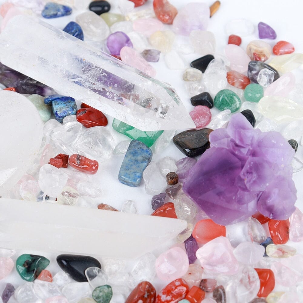 Natural Crystal Point Healing Stones, Wand and Chakra Stone Collection BoxRaw Stone