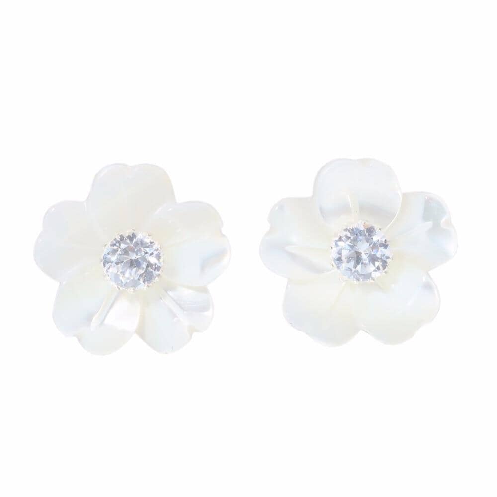 Authentic 925 Sterling Silver Flower Shell EarringsEarrings