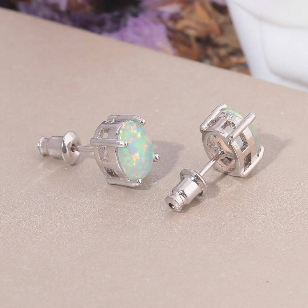 Green Fire Opal Geometric Stud EarringsEarrings