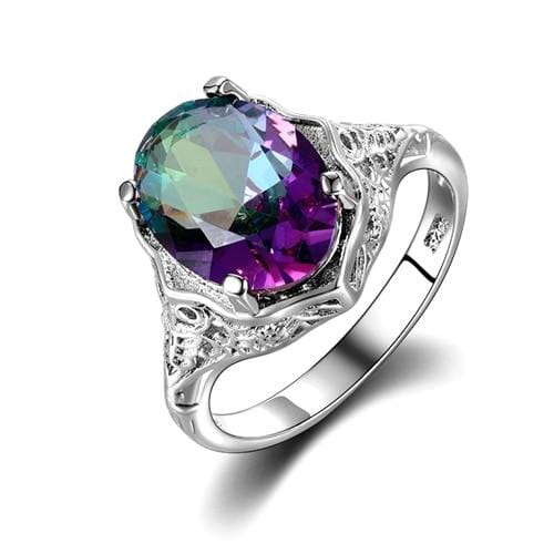 Glamorous Rainbow Mystic Topaz Ring - 925 Sterling Silver RingRing6