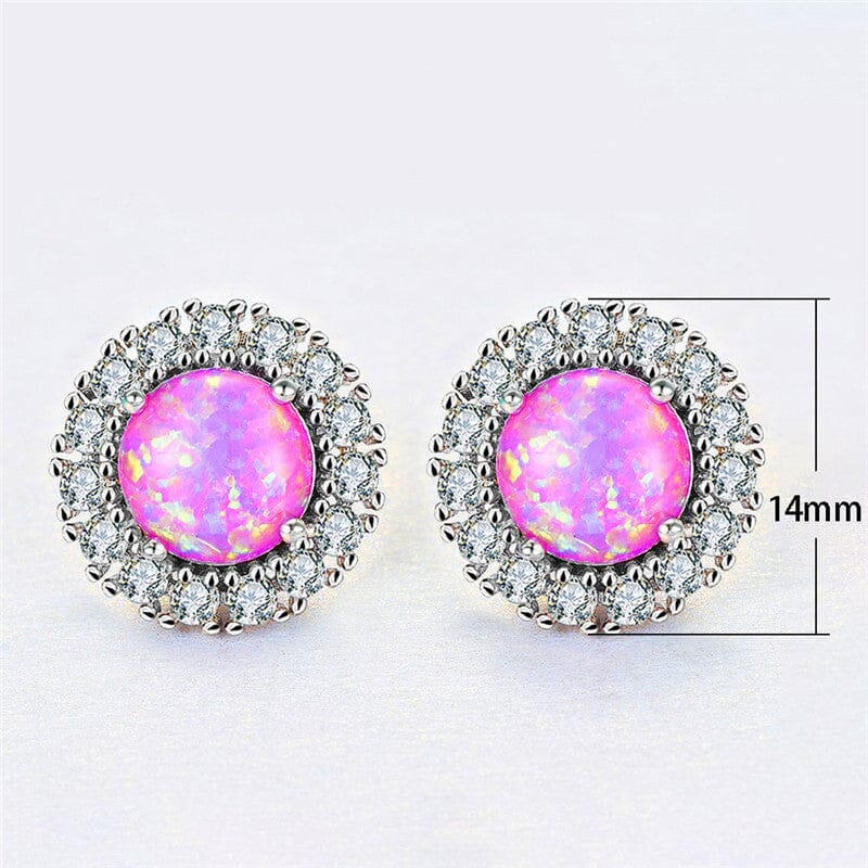 Green Fire Opal Cubic Zirconia Silver EarringsEarrings
