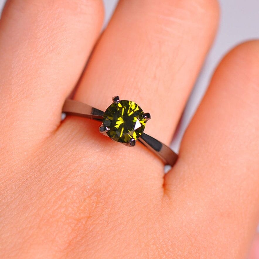 Simple Black Gold Design Peridot RingRing