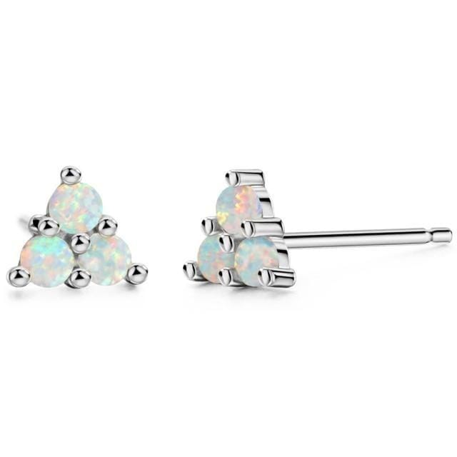 Trilateral White Fire Opal EarringsEarringsSilver