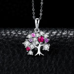 Life Tree Created Ruby - 925 Sterling SilverNecklace