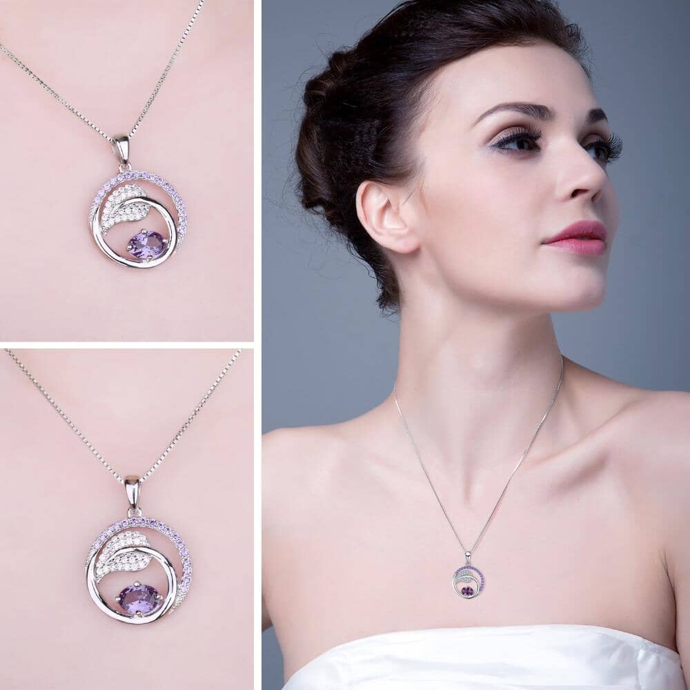 Alexandrite Sapphire Leaf Pendant NecklaceNecklace