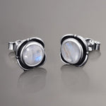 Natural Moonstone Stud Earrings - 925 Sterling SilverEarrings