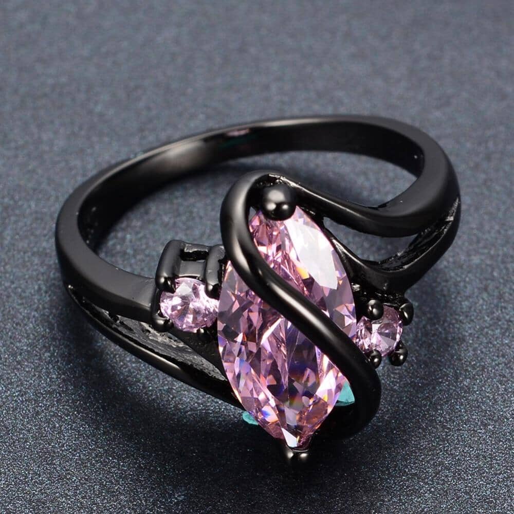 Black Gold Filled Pink Sapphire Oval RingRing