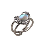 Blue Heart Moonstone Ring - 925 Sterling SilverRing