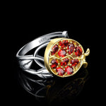 Pomegranate Leaf Red Ruby Gemstone Ring - 925 Sterling SilverRing