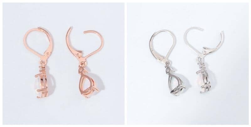 Boho Pink & White Fire Opal Dangle EarringsEarrings