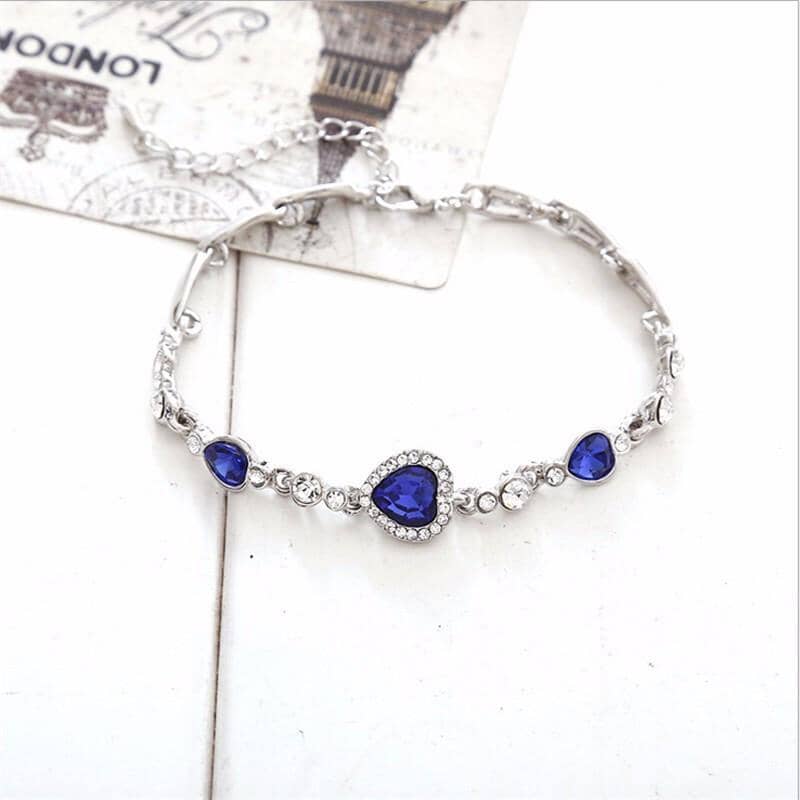 Sapphire Crystal Heart Charm BraceletBracelet