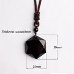 Star Of David Black Obsidian Pendant NecklaceNecklace