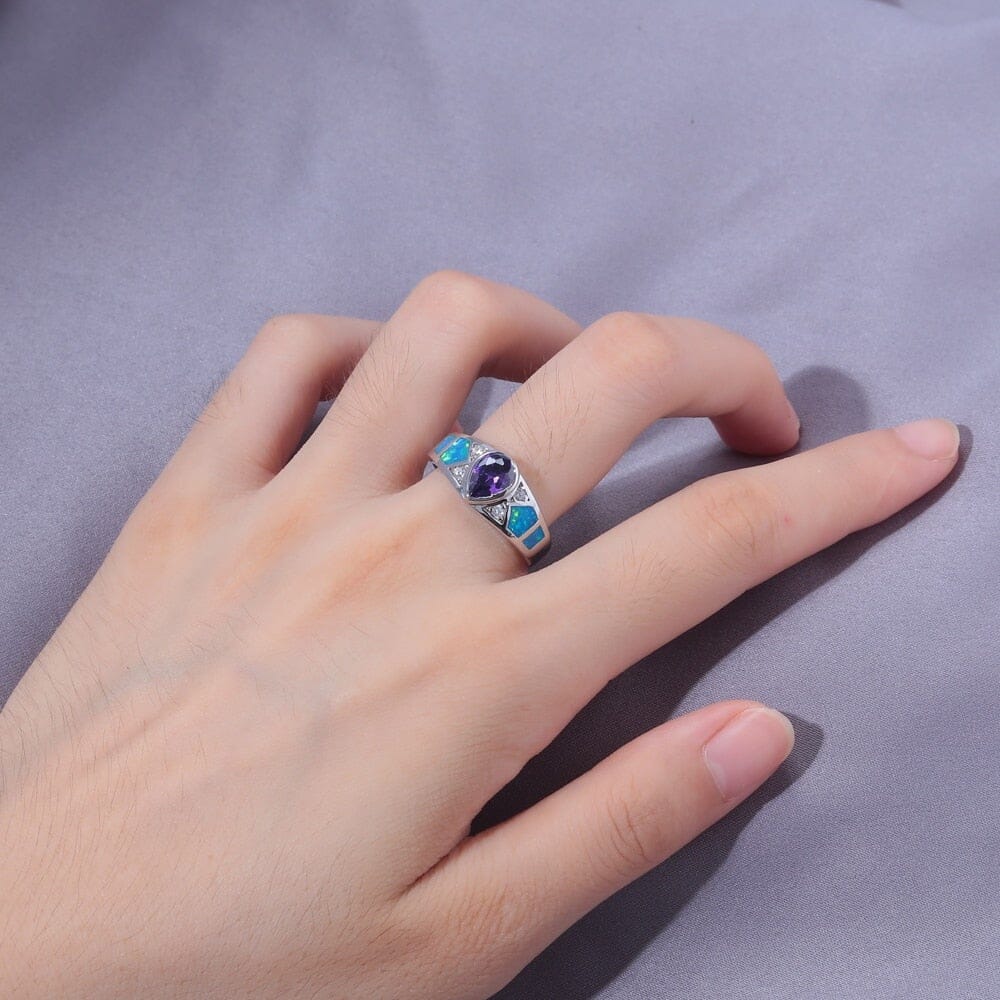Illusion Blue and Purple Fire Opal RingRing