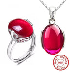 Ruby Ring & Necklace Set - 925 Solid SilverJewelry Set